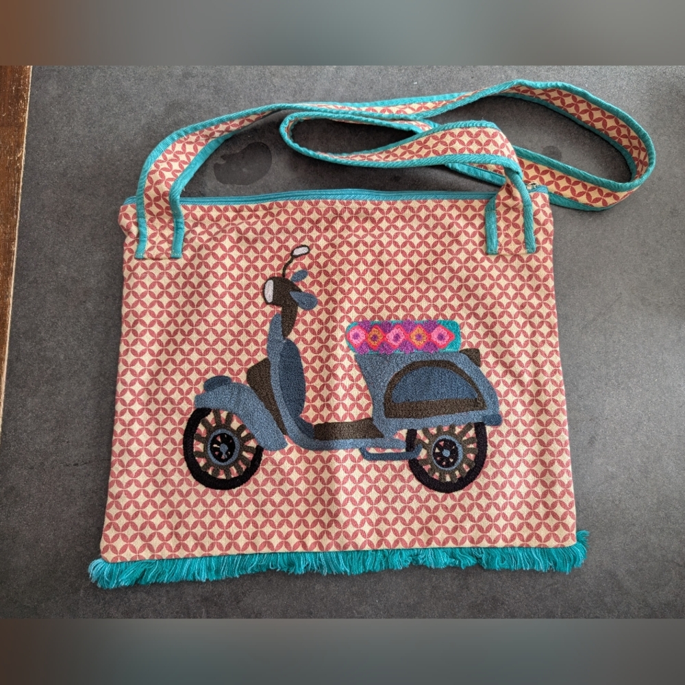 CBK Embroidered Boho Scooter Tote Bag